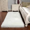 White Rectangle Soft Shaggy Carpet Faux Fluffy Rugs Fur Mat